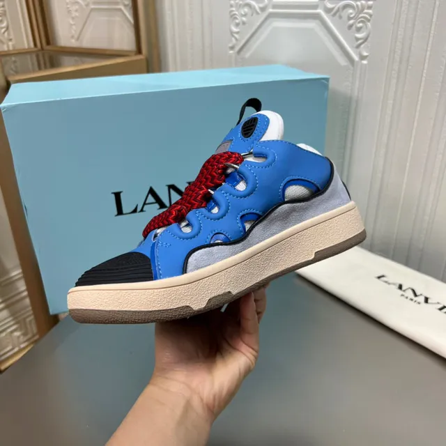 Lanvin Run-Through Blue Red Zigzag Lace Lifestyle Sneakers 4