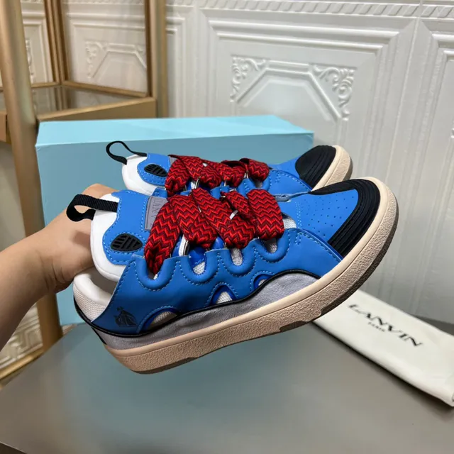 Lanvin Run-Through Blue Red Zigzag Lace Lifestyle Sneakers 6