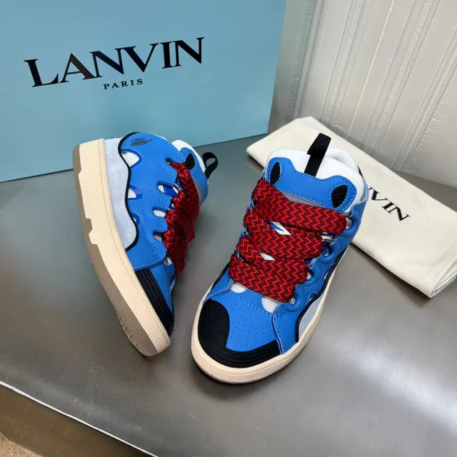 Lanvin Run-Through Blue Red Zigzag Lace Lifestyle Sneakers 7