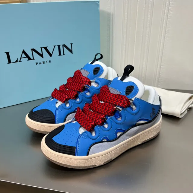 Lanvin Run-Through Blue Red Zigzag Lace Lifestyle Sneakers 8