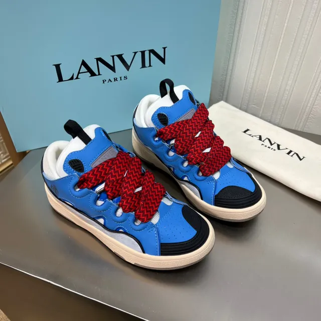 Lanvin Run-Through Blue Red Zigzag Lace Lifestyle Sneakers 9
