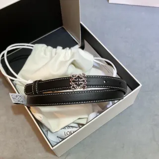 Loewe Anagram حزام أسود أبيض رفيع خياطة التباين جلدي