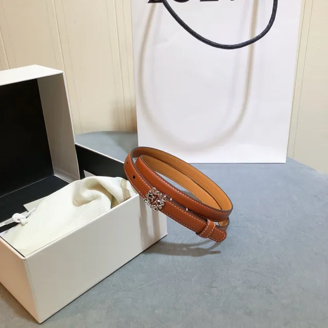Loewe Anagram Belt Black White Thin Contrast Stitching Leather Belt 3