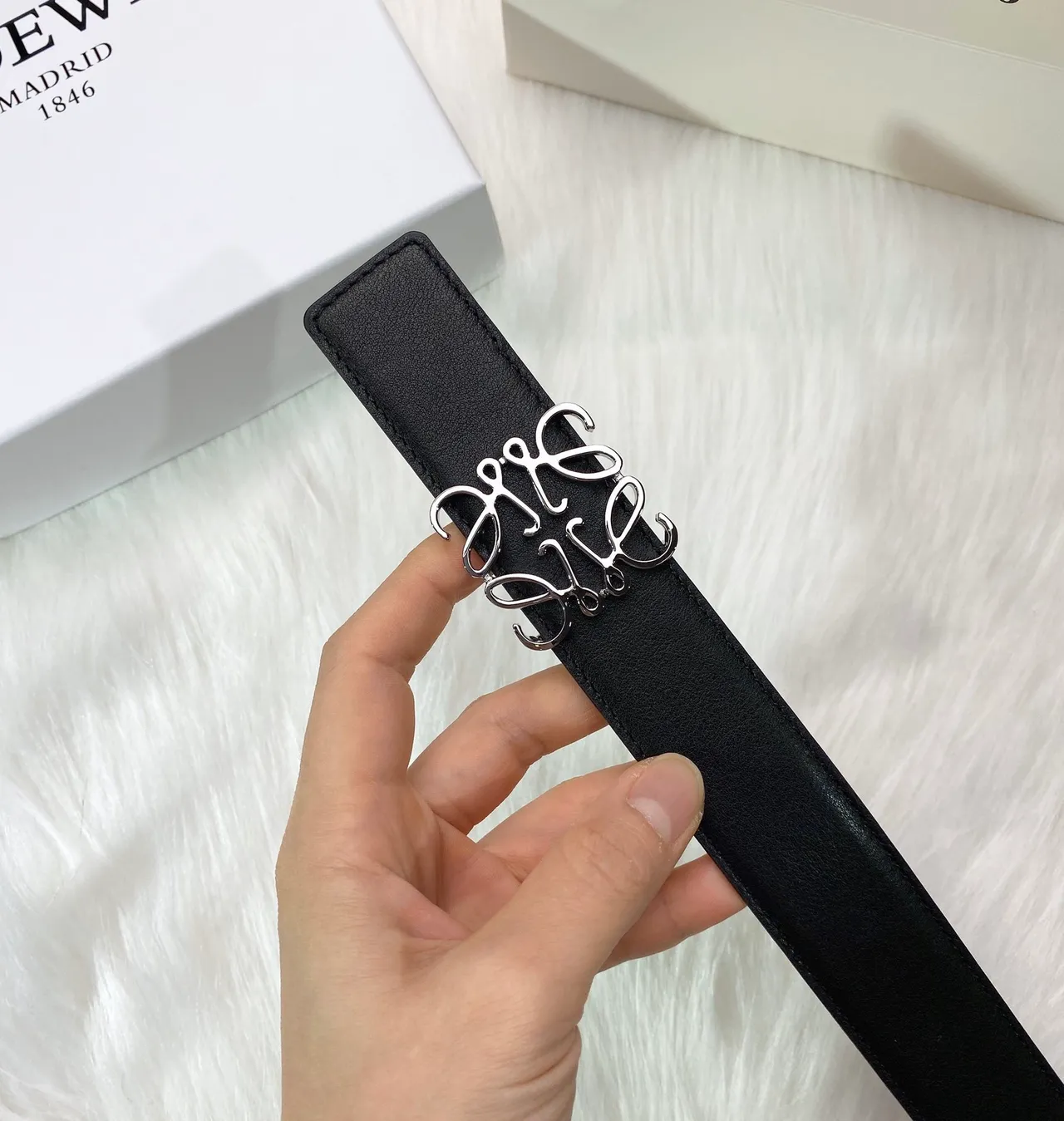 Loewe Anagram Black Leather Belt 2