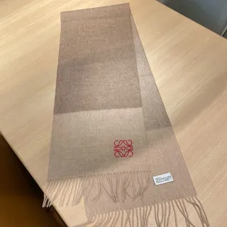 Loewe Anagram-Embroidered Beige Cashmere Scarf