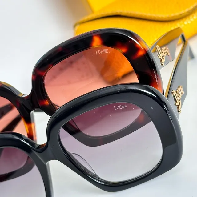 Loeve marron noir acétate branches doré gravure lunettes de soleil 7