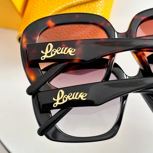 Loeve marron noir acétate branches doré gravure lunettes de soleil 8