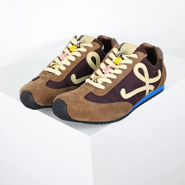 Loewe Brown Burgundy Mixed-Material Upper Oversized Anagram Logo Lifestyle Sneakers 2