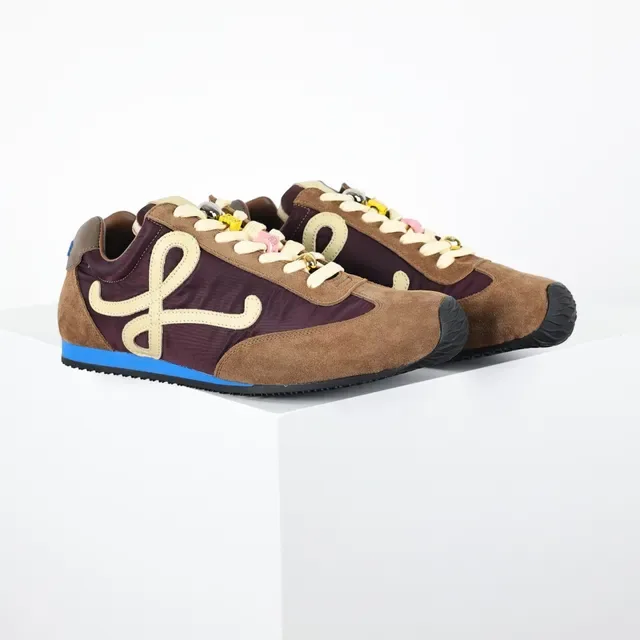 Loewe Brown Burgundy Mixed-Material Upper Oversized Anagram Logo Lifestyle Sneakers 3