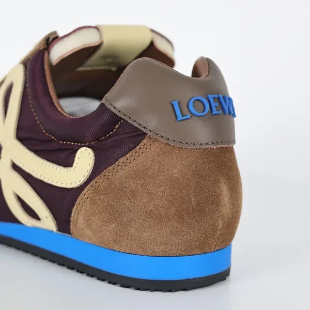 Loewe Brown Burgundy Mixed-Material Upper Oversized Anagram Logo Lifestyle Sneakers 4