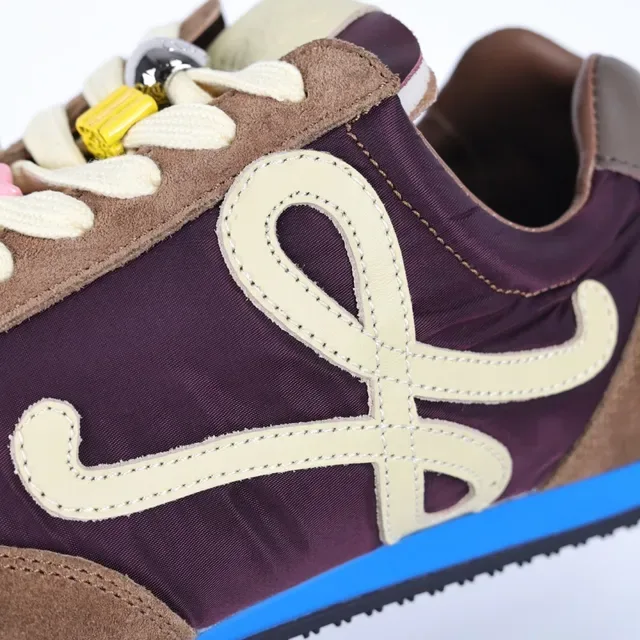Loewe Brown Burgundy Mixed-Material Upper Oversized Anagram Logo Lifestyle Sneakers 6