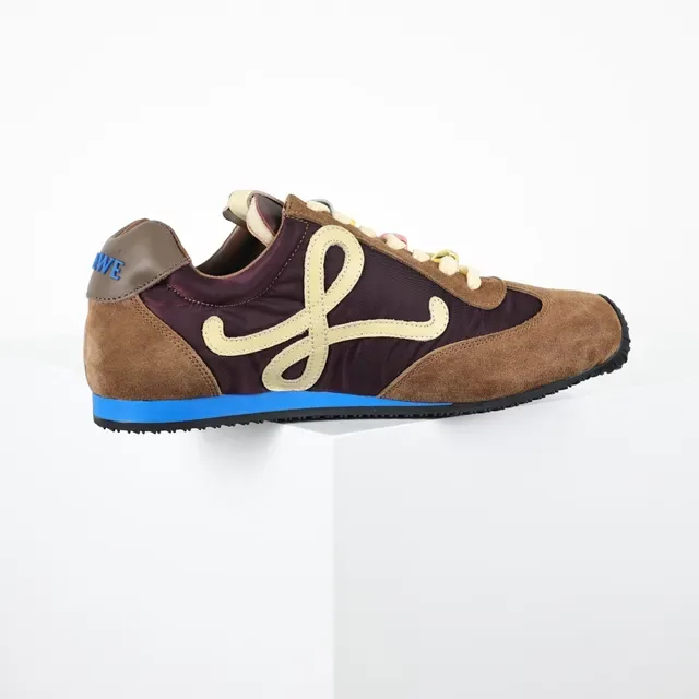 Loewe Brown Burgundy Mixed-Material Upper Oversized Anagram Logo Lifestyle Sneakers 7