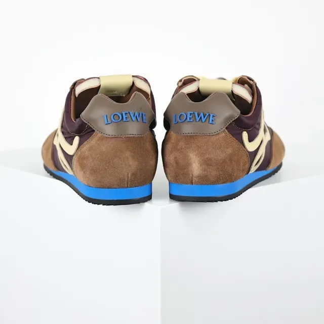 Loewe Brown Burgundy Mixed-Material Upper Oversized Anagram Logo Lifestyle Sneakers 8