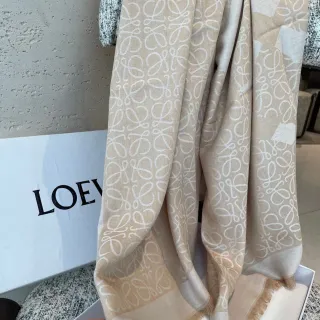 Loewe Monogram Beige and White Cashmere Scarf