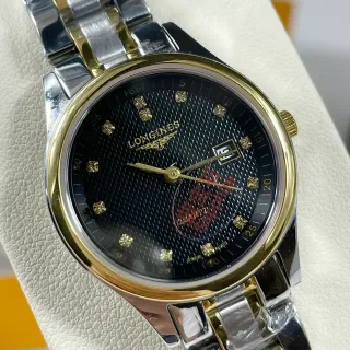 Longines Black Gold Two-Tone Stainless Steel Guilloché Dial Quartz Watch