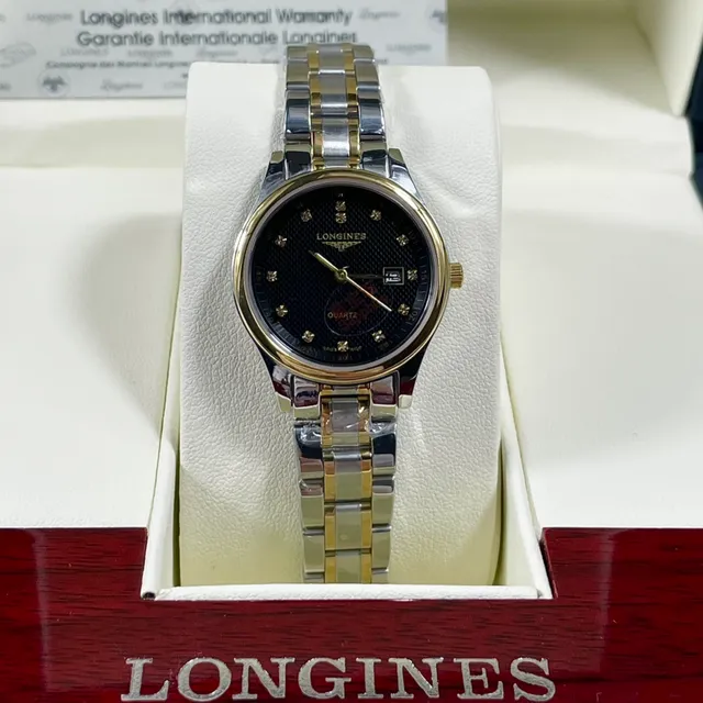 Longines Black Gold Two-Tone Stainless Steel Guilloché Dial Quartz Watch 3