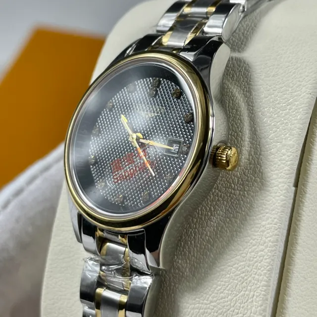 Longines Black Gold Two-Tone Stainless Steel Guilloché Dial Quartz Watch 5