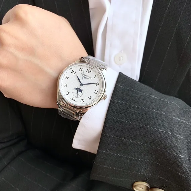 Longines Master Collection Moon Phase Silver Tone Mechanical Watch 5