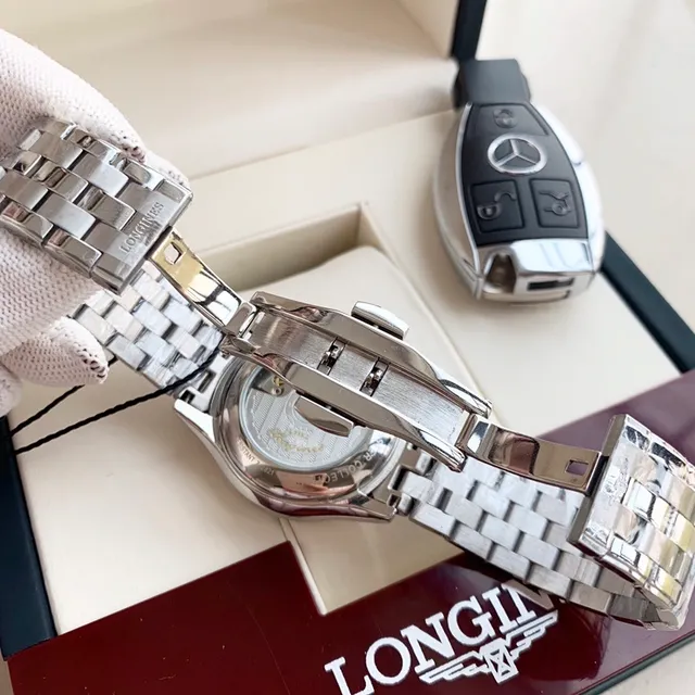 Longines Silver White Stainless Steel Dial Mechanical Watch 2
