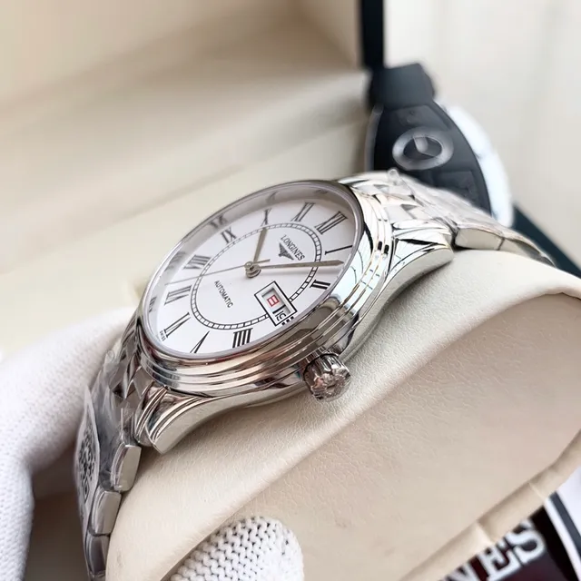 Longines Silver White Stainless Steel Dial Mechanical Watch 4