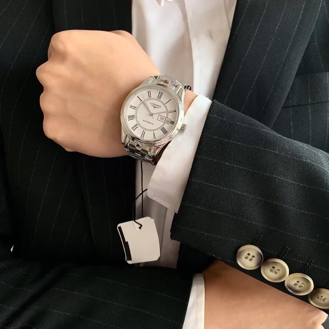 Longines Silver White Stainless Steel Dial Mechanical Watch 5
