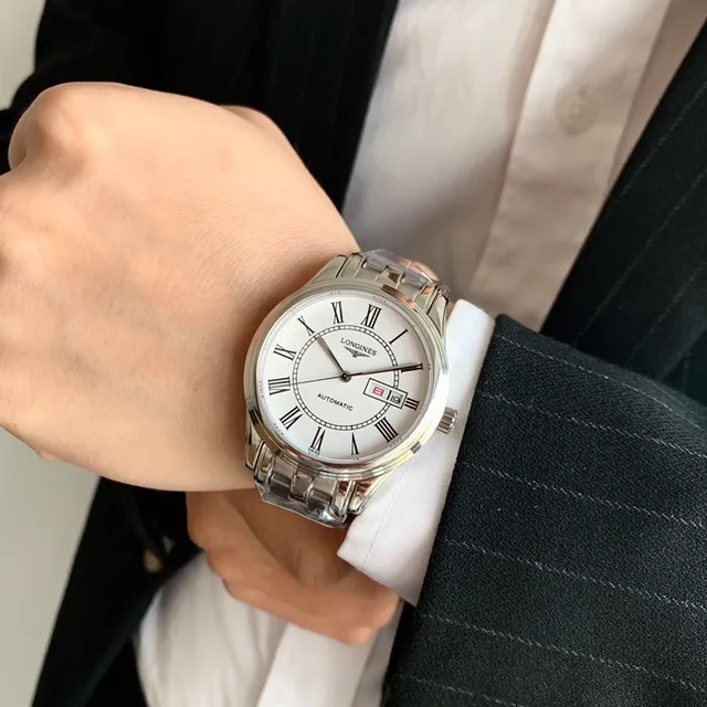 Longines Silver White Stainless Steel Dial Mechanical Watch 6