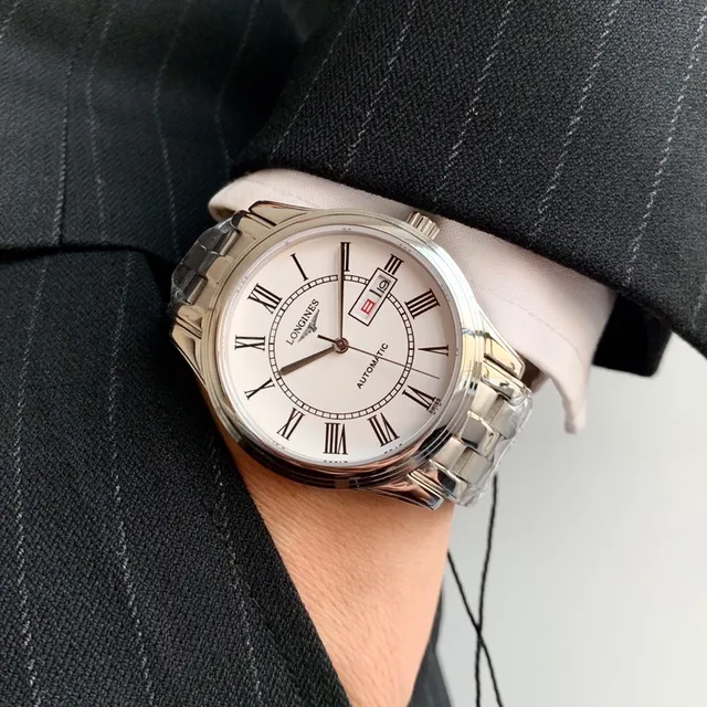 Longines Silver White Stainless Steel Dial Mechanical Watch 7
