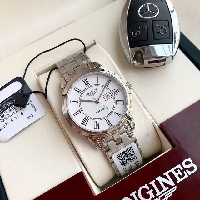 Longines Silver White Stainless Steel Dial Mechanical Watch 8
