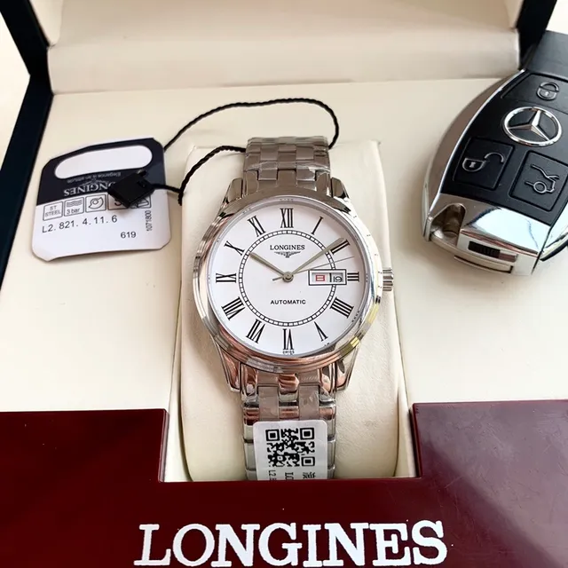 Longines Silver White Stainless Steel Dial Mechanical Watch 9