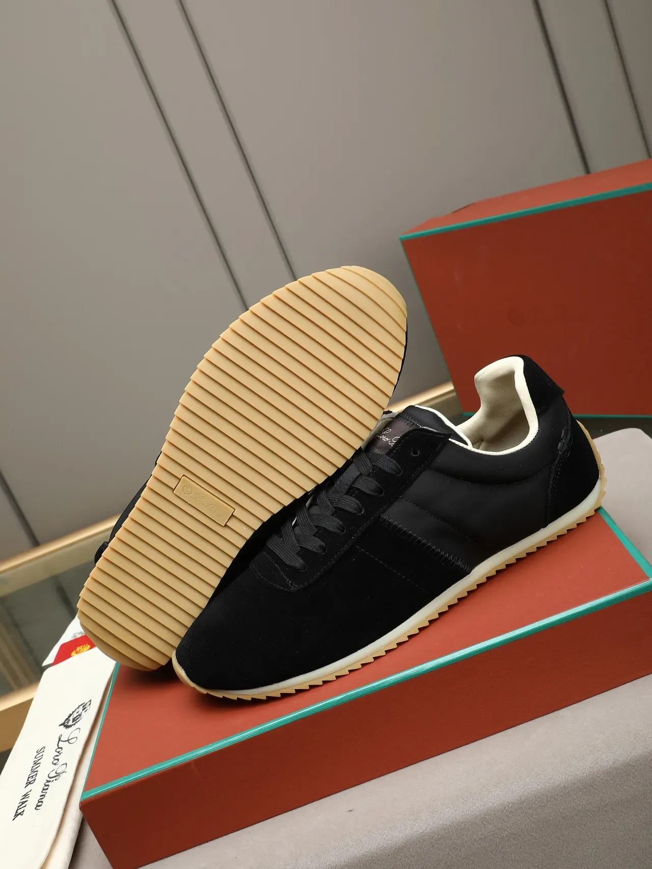 Loro Piana Black Suede and Nylon Lifestyle Sneakers 5