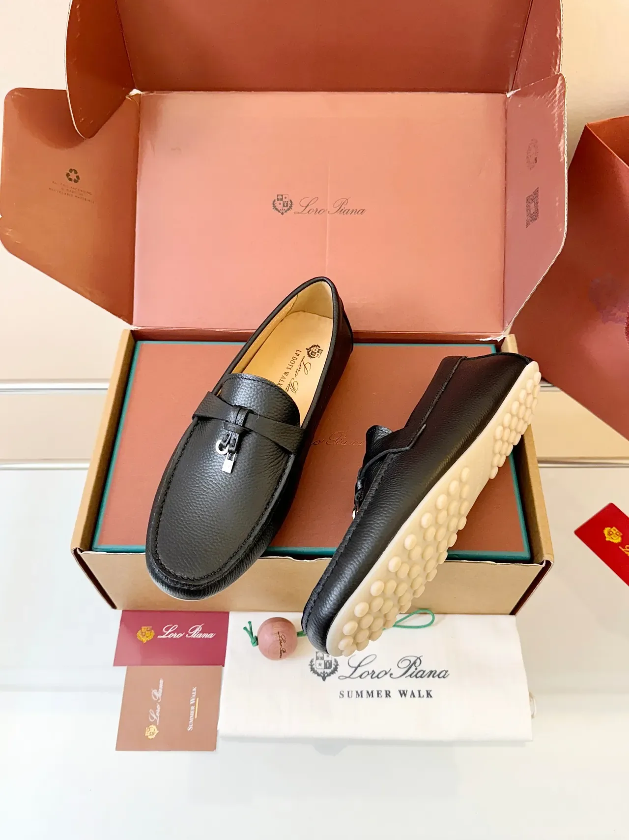 Loro Piana Gommino Loafer Black Pebbled Leather Penny Loafer 2
