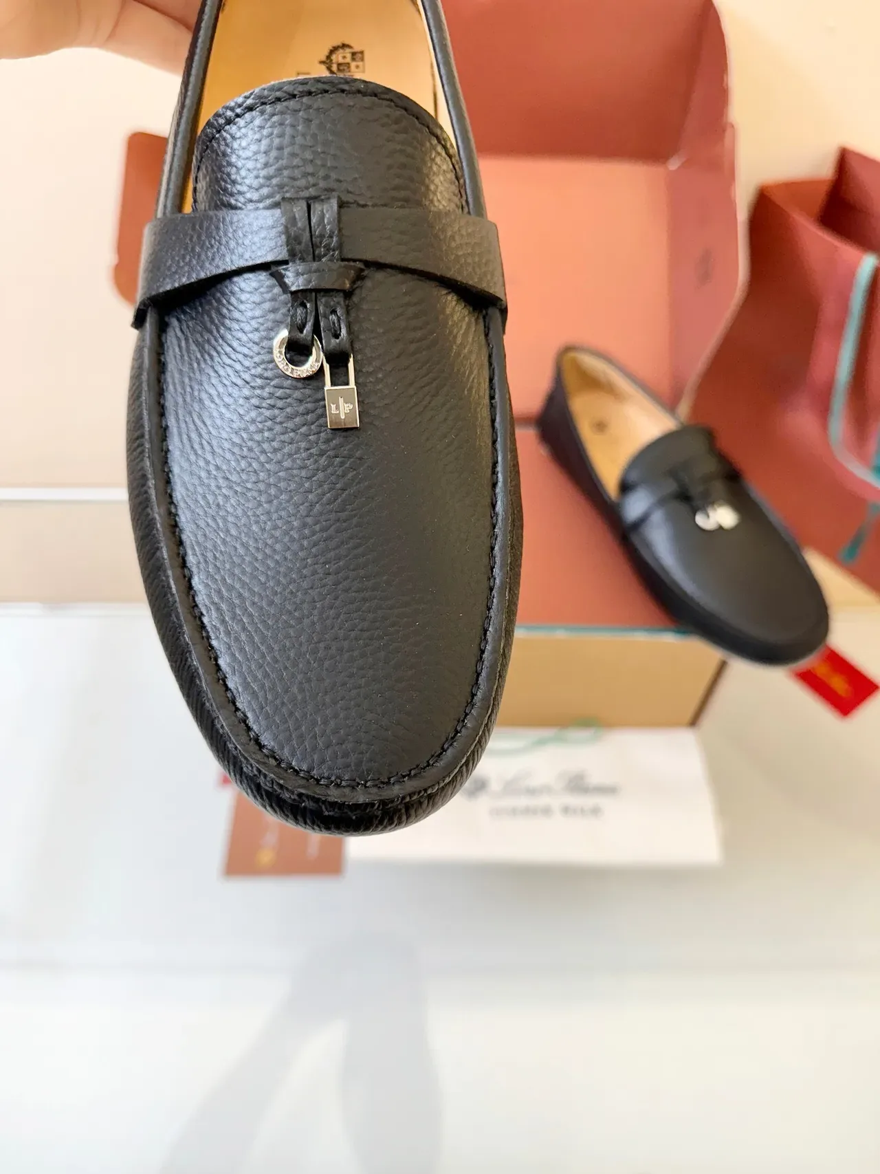 Loro Piana Gommino Loafer Black Pebbled Leather Penny Loafer 3