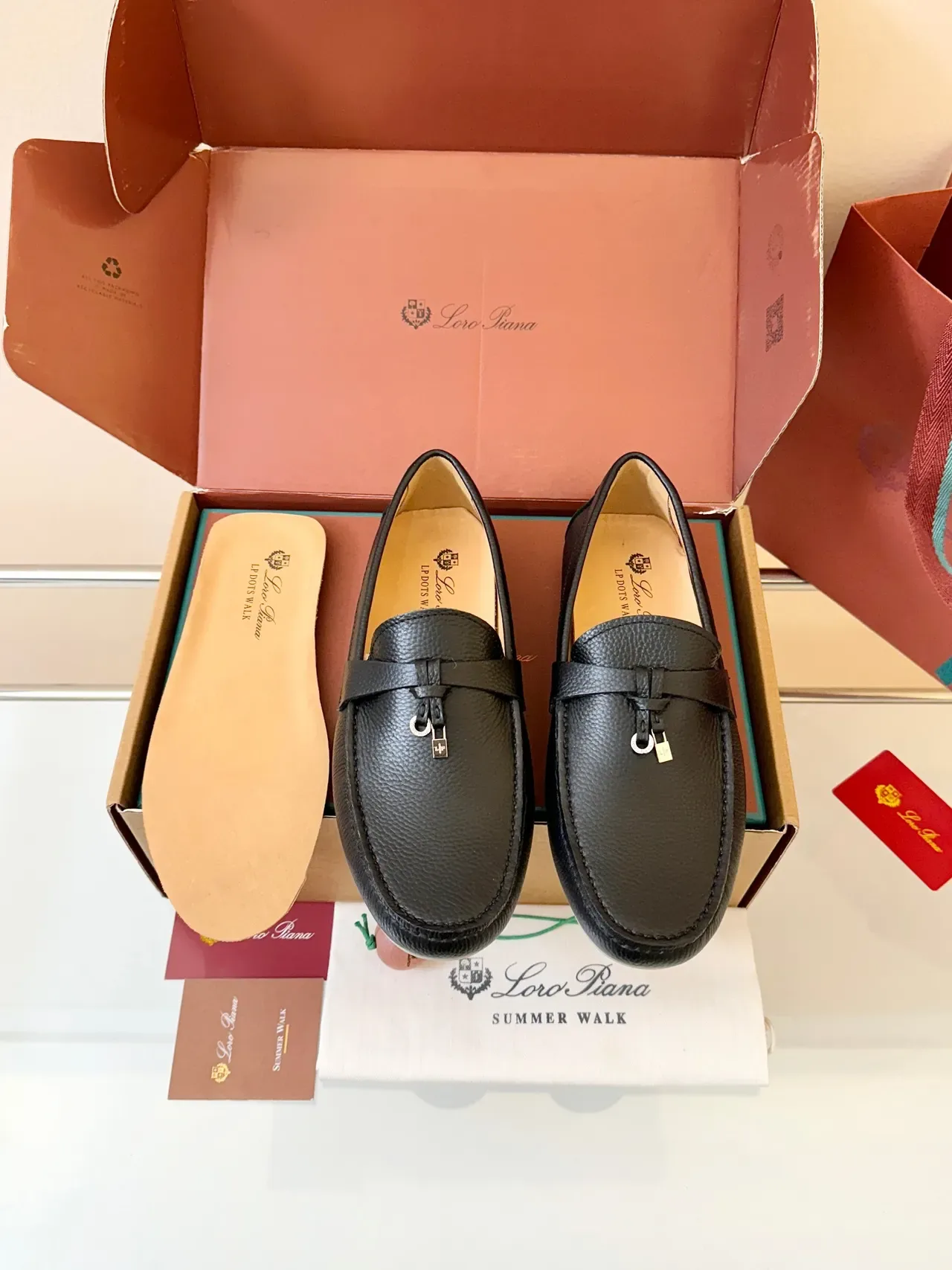Loro Piana Gommino Loafer Black Pebbled Leather Penny Loafer 6