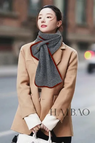 Loro Piana Gris Rouge Construction Tricot Croisé Tricoté Bords Orange-Rouille Écharpe de Cachemire 2