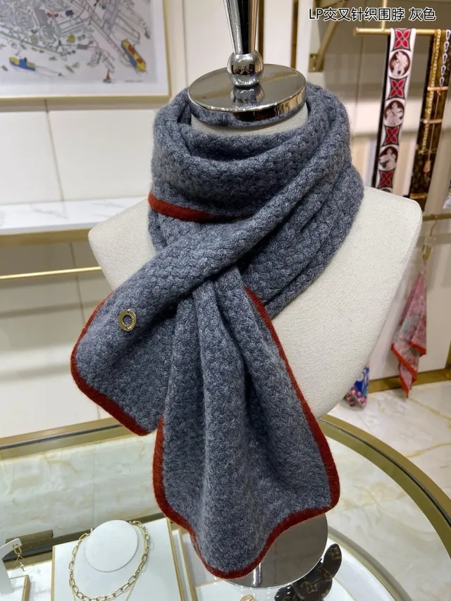 Loro Piana Gris Rouge Construction Tricot Croisé Tricoté Bords Orange-Rouille Écharpe de Cachemire 6