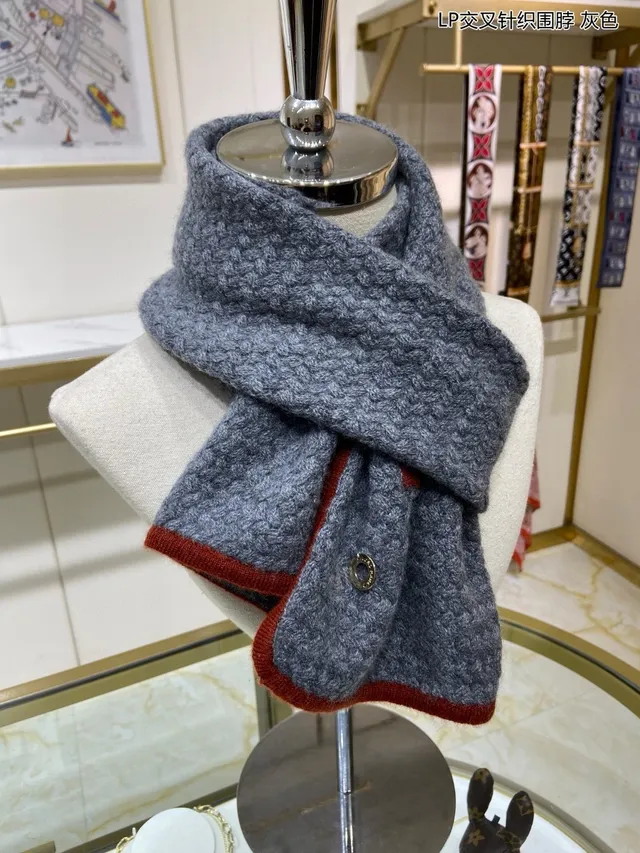 Loro Piana Gris Rouge Construction Tricot Croisé Tricoté Bords Orange-Rouille Écharpe de Cachemire 7