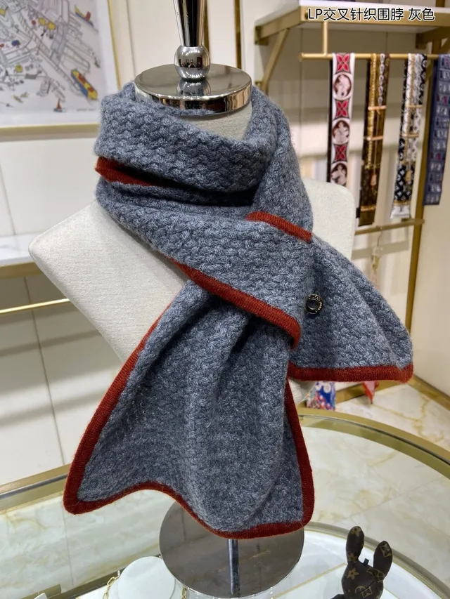 Loro Piana Gris Rouge Construction Tricot Croisé Tricoté Bords Orange-Rouille Écharpe de Cachemire 9