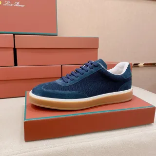 Loro Piana Navy Suede and Mesh Lifestyle Sneaker