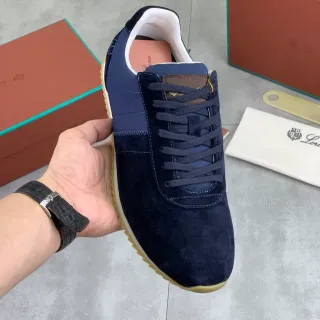 Loro Piana Navy Suede and Nylon Lifestyle Sneakers