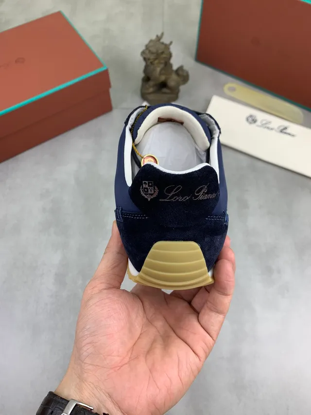 Loro Piana Navy Suede and Nylon Lifestyle Sneakers 4