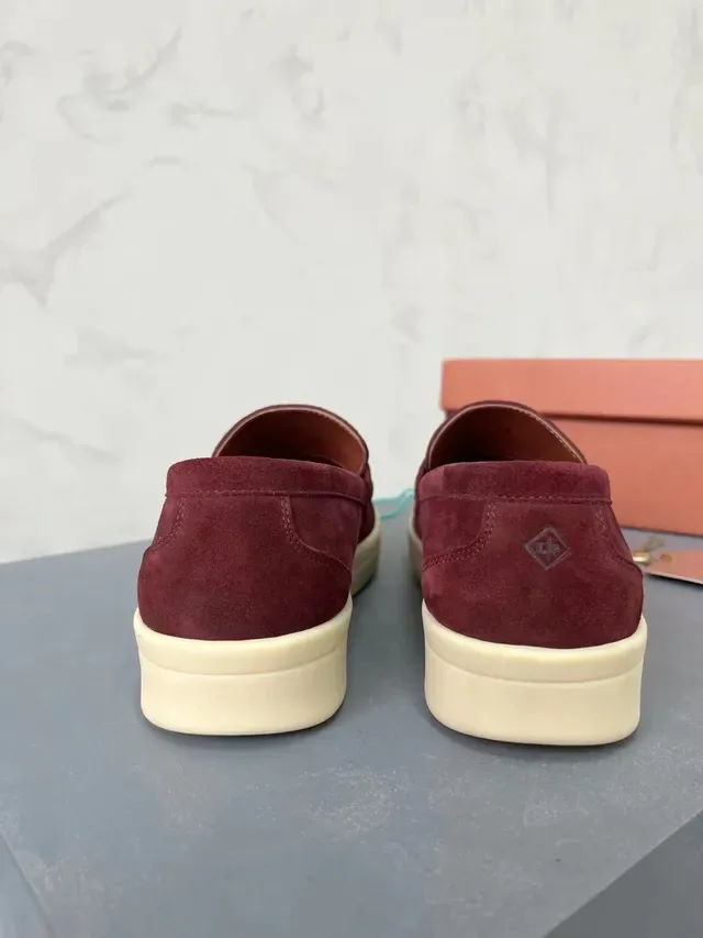 Loro Piana Penny Loafer Burgundy Suede Contrast Sole Loafers 2