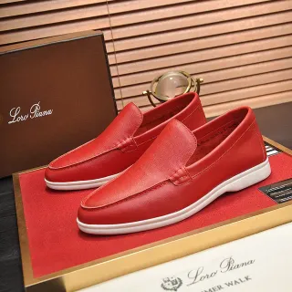 Loro Piana Summer Walk 红色皮革乐福鞋