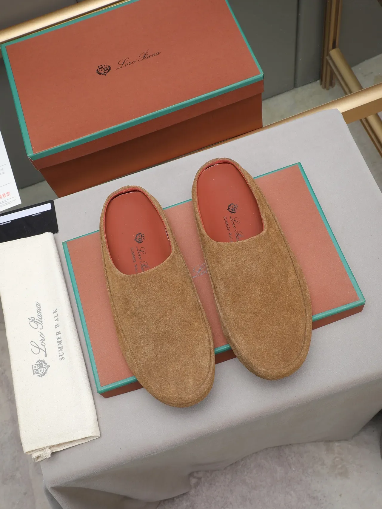 Loro Piana Summer Walk Tan Suede Open-Back Mule Casual Shoe 2