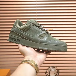 Louis Vuitton Army Green Monogram-Print Upper Layered Chunky Sole Lifestyle Sneakers