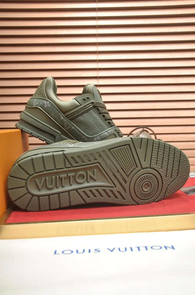 Louis Vuitton Army Green Monogram-Print Upper Layered Chunky Sole Lifestyle Sneakers 3