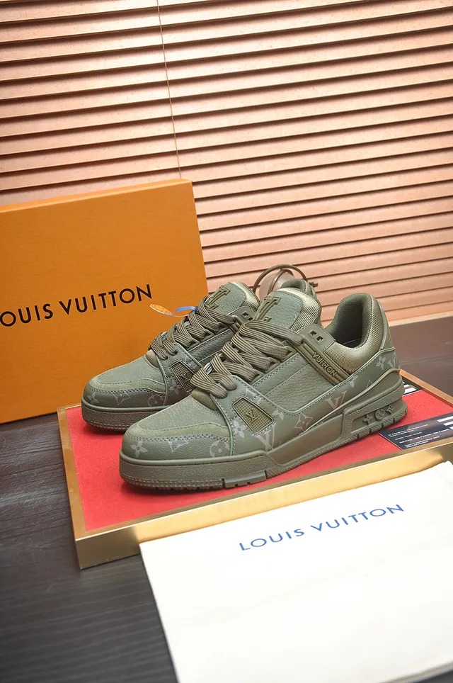 Louis Vuitton Army Green Monogram-Print Upper Layered Chunky Sole Lifestyle Sneakers 4