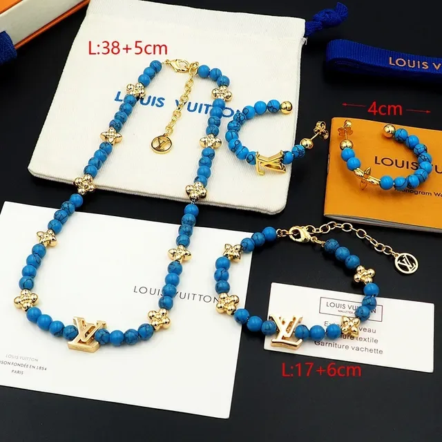 Louis Vuitton Beaded Turquoise and Gold-Tone LV Monogram Bracelet 10