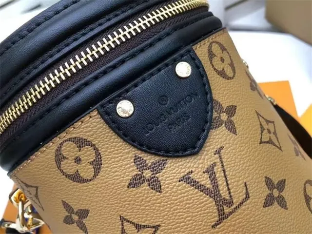Louis Vuitton Beige Black Cylindrical Rigid Structure Monogram Canvas Bucket Bag 6