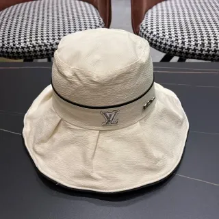 Louis Vuitton Beige Black Structured Pleated Crown Band Bucket Hat