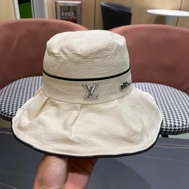 Louis Vuitton Beige Black Structured Pleated Crown Band Bucket Hat 6
